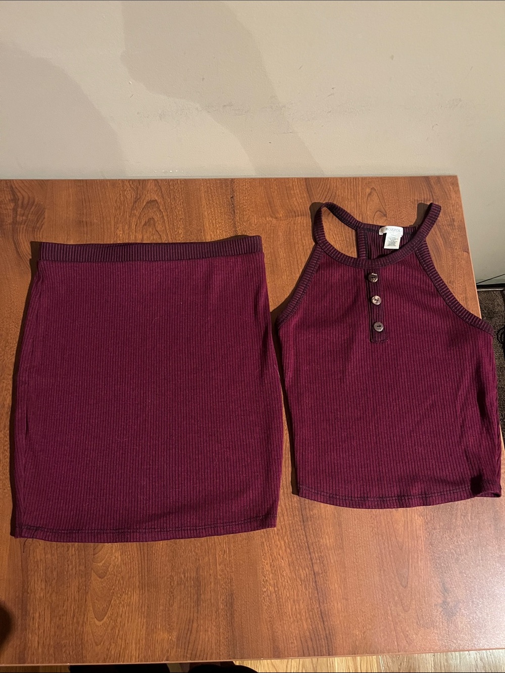 Bozzolo Ribbed Burgundy Bodycon Skirt - Women's
